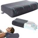 LOFE Contour Pillow - Adjustable Softness Cervical Neck Pillow for Ideal Support, 11 Heights Contour Memory Foam Pillow for Stomach/Side/Back Sleepers, Ergonomic Side Sleeper pillow for Less Neck Pain (23*14in, Grey)