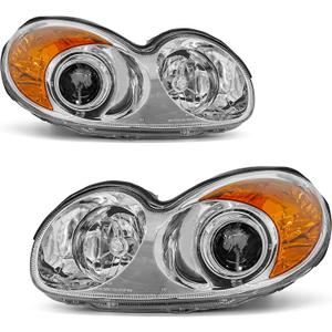 Compatible with 2002 2003 2004 2005 Hyundai Sonata Headlights Assembly for 02 03 04 05 Sonata Headlamp with Clear Lens Chrome Housing Amber Reflector Replacement Left Right Pair