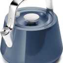 Caraway 2 Quart Whistling Tea Kettle - Durable Stainless Steel Tea Pot - Fast Boiling, Stovetop Agnostic - Non-Toxic, PTFE & PFOA Free - Includes Pot Holder - Navy