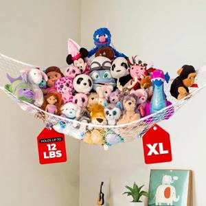 Stuffed Animal Hammock XL | Corner Stuffed Animal Storage & Plushie Net | Extra Large Toy Hammock for Stuffed Animals | Easy Hang, Hardware Included | White Bedroom Decor | by Lilly's Love