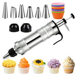 Suuker Dessert Decorating Syringe Set, Frosting Piping Kit Stainless Steels Cake Decorating Tools with 6 Icing Tips Cupcake Decorating Kit