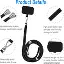 4 Pack Universal Phone Lanyard, Adjustable Nylon Neck Strap Cell Phone Crossbody Lanyards Straps + 6 Pcs Phone Patches, Detachable Strap Safety Tether & Pads for Most Smartphone, Black/White/Grey/Blue