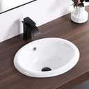 Bathroom Vessel Sink 18'' x 15'' Semi Recessed Bathroom Sink Oval Drop-in Vanity Sink with Overflow White Ceramic Modern Art Basin