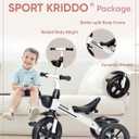 KRIDDO Kids Tricycles Age 24 Month to 4 Years, Toddler Kids Trike for 2.5 to 5 Year Old, Gift Toddler Tricycles for 2-4 Year Olds, Trikes for Toddlers, Sporty Styling, White