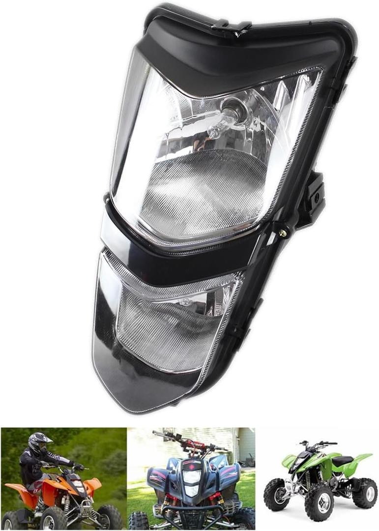 Motorcycle 12V/25W Dual Twin Headlights Headlamp Assembly Fit for Suzuki ATV 2003-2008 Quadsport LT-Z400 LT-Z400Z, for Kawasaki 2003-2006 KFX400 KSF400