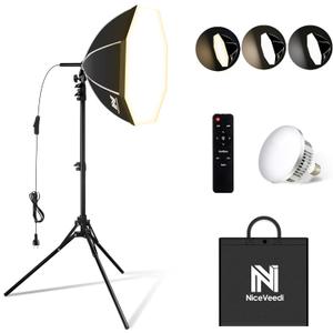 NiceVeedi Bi-Color Photography Lighting Kit, 20" Softbox Lighting Kit with 85W LED Bulbs 3000K-6000K & Remote Control, Studio Light for Photography Video Record TikTok YouTube Live Streaming