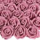 100 PCS Artificial Flowers Mauve Fake Roses Artificial Flowers Foam Flowers Real Looking Foam Roses for DIY Wedding Home Centerpiece Table Decorations(Dusty Rose)
