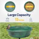 VIVOHOME Polyresin Bird Bath Bowl with Solar Fountain, 29 Inch Height Outdoor Freestanding Birdfeeder with Metal Stake, Capacity 1.4 Gallons, 5-Pronged Base, Green