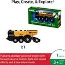 BRIO World Mighty Golden Action Locomotive - Battery Operated Toy Train for Wooden Track - Motorized Train with Lights & Sound - Works with All BRIO Sets - Exciting, Interactive Play - Ages 3 & Up