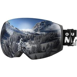 OutdoorMaster Ski Goggles PRO - Frameless, Interchangeable Lens 100% UV400 Protection Snow Goggles for Men & Women (A0-blackframe Revosilverlens Vlt10%)