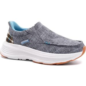 OrthoComfoot Women's Orthopedic Slip On Loafers: Comfortable Orthotic Walking Shoes with Arch Support for Plantar Fasciitis, Canvas Thick Sole Loafers for Foot and Heel Pain Relief (Gray)