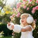 2 x Faux Fur Arm Warmers Wrist Cuffs Winter Furry Hand Warmers for Cold Weather Party Costume (White) (White)