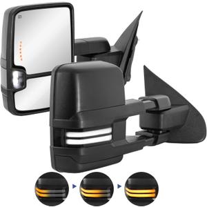 Power Heated Towing Mirrors Compatible for 2014-2019 Chevy Silverado GMC Sierra 1500 2500 HD 3500 HD w/Sequential Turn light Pair Set-Black Not for Diesel Truck