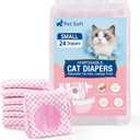 Pet Soft Disposable Cat Diapers for Female & Male Cats, Puppy Doggie Diapers for Female Dogs with Adjustable Foam Tail Hole, 24pcs Small