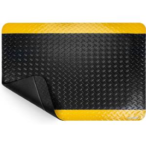 NORTHSKY Olympia Anti Fatigue Mat Industrial, Standing Mat, Yellow Border Safety, 3 x 2 ft, 15/16" Thick, Advanced High-Density Memory Foam, for Workshop Workstations, Laboratory Benches