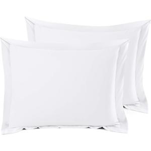 Nestl Soft Pillow Shams Set of 2 - Double Brushed Microfiber Pillow Covers - Hotel Style Premium Bed Pillow Cases, with 1.5 Decorative Flange, Standard 20"x26" - White