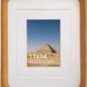 Natural Wood Photo Frames Inspired Tabletop Picture Frame with Mat, Vertical or Horizontal Display (Teak, 11x14 matted to 5x7/8x10)