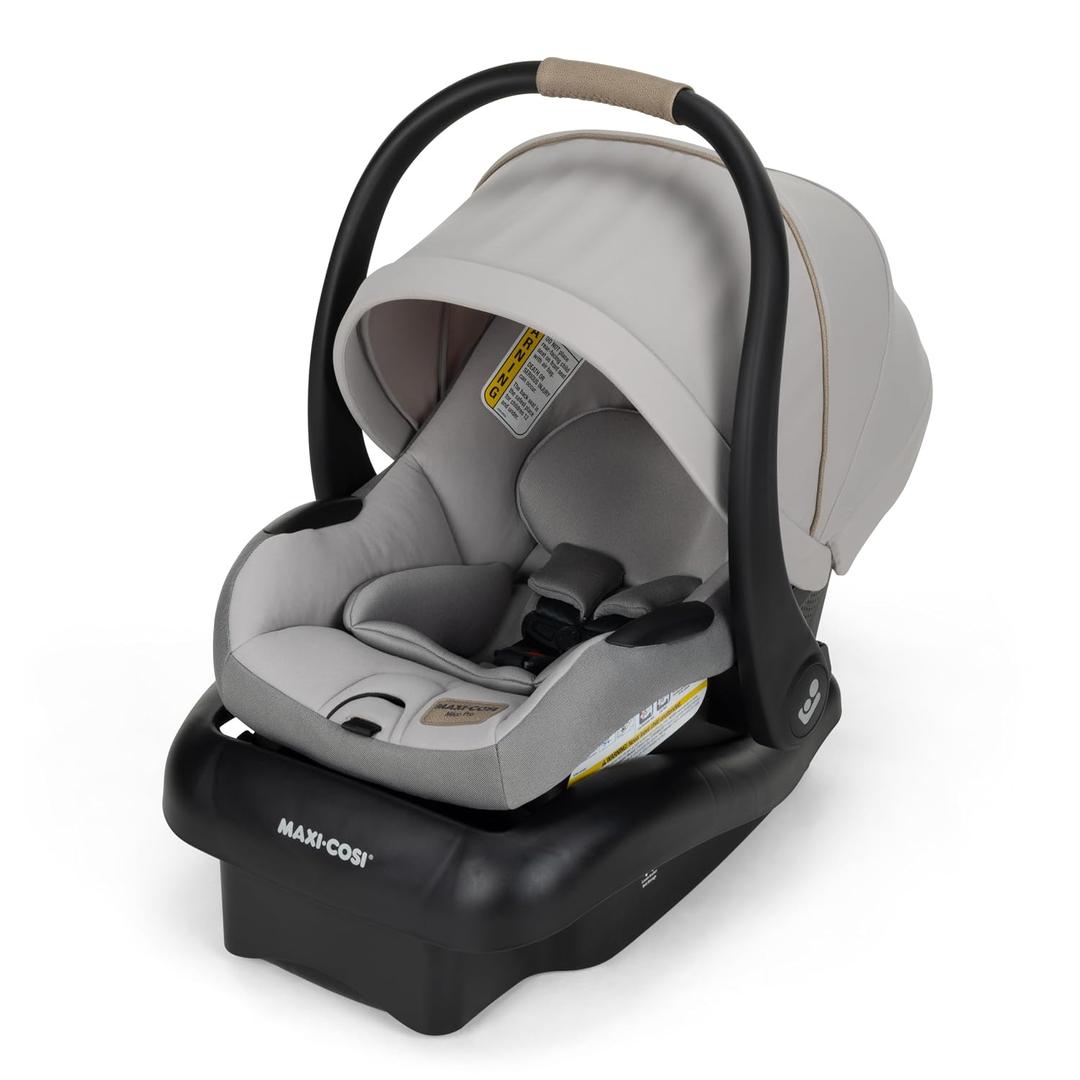 Maxi-Cosi Mico Pro Baby Infant Car Seat with Base, Ventilated Chair, Soft Headrest Pad, Easy-Install Latch, Adjustable Belt Guide, 3-Position Base, Stroller-Ready, 4-30 lbs, up to 32 in, SeaDrift, Manufacture date 10-10-2025