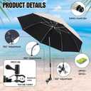 Talltalk 2 Pcs Beach Umbrella with Universal Clamp Adjustable Beach Shade UV Protection Chair Portable Outdoor Umbrella for Camping Patio Chairs Golf Carts
