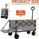 Yozoia 360LBS Heavy-Duty Wagons Carts Foldable 120L Collapsible Wagon Cart with Wheels and Tailgate, Folding Utility Wagon Carts for Groceries, Outdoor Camping, Shopping, Beach, Garden