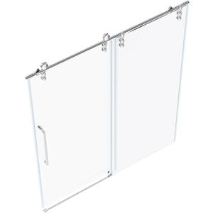 Chabatree Shower Door 60" W x 76" H Frameless Sliding Shower Door,Frameless Shower Door with Sealing Strip and Waterproof Handle,5/16"(8mm) Clear Tempered Glass,Stainless Steel Hardware,Silvery
