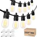 Svater Outdoor String Lights 200 FT, Patio Lights for Outside with Shatterproof LED Bulbs, Waterproof IP65 Commercial Hanging Light for Backyard Porch Balcony Bistro Party (2X100FT)