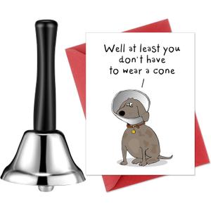 2 Pcs Funny Get Well Gifts for Women Men, After Surgery Recovery Gift Loud Hand Bell and Humor Speedy Surgery Recovery Card with Envelope for Him Her