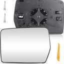 Driver Left Side Heated Mirror Glass Compatible with 2004-2014 Ford F-150, Side View Exterior Mirror with Rear Holder, Replacement for 4L3Z-17K707-DB