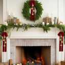 Moxweyeni 2 Sets Christmas Cow Bells with Velvet Bow 18.5 Inch Vintage Bells with Jute Hanging Rope Rustic Gold Ornaments for Wreath Teardrop Swags Wall Door Decoration(Ball)