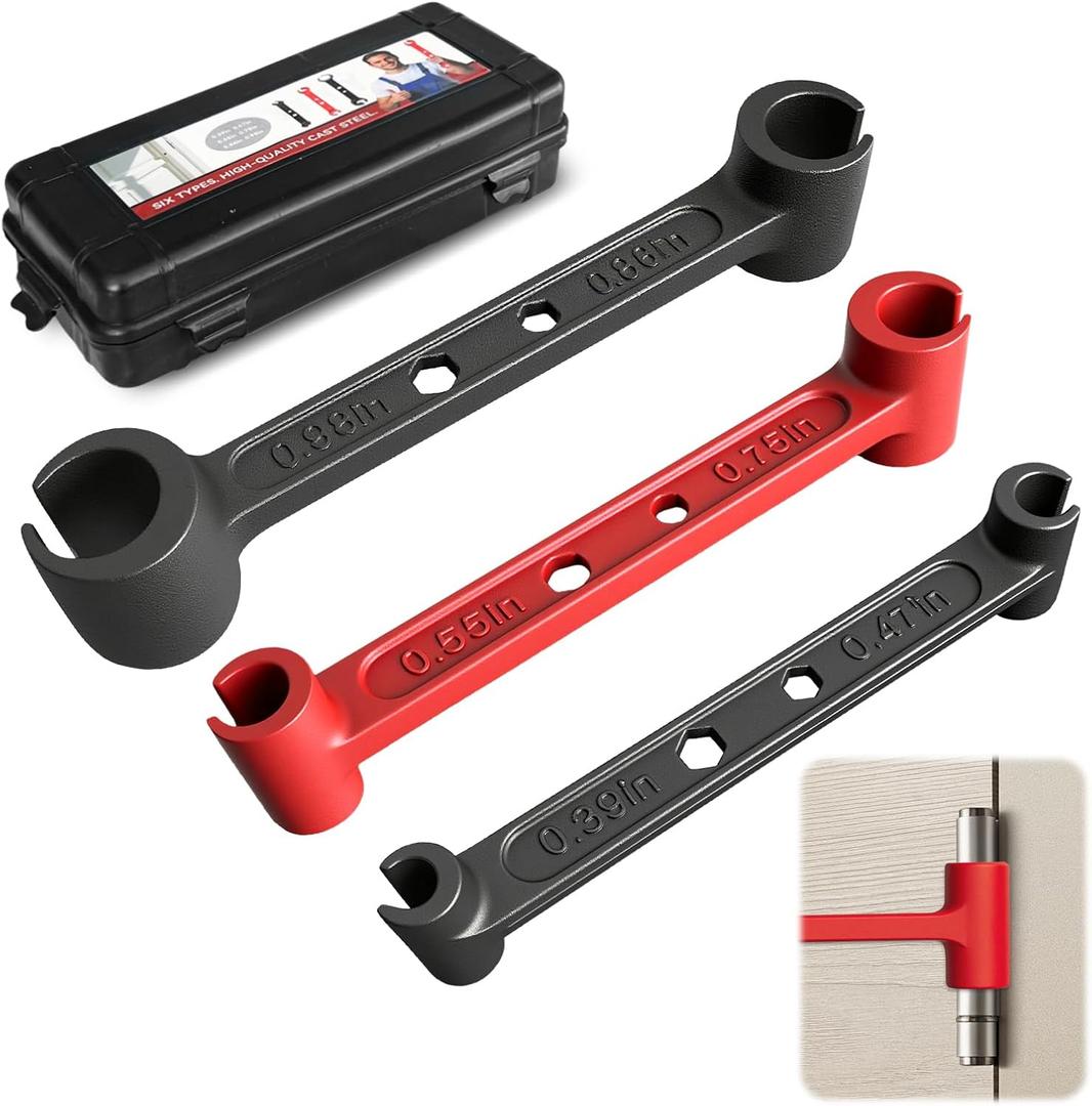 Door Hinge Adjustment Tool Multi-Size Hinge Gap Adjusting Wrench Kit Heavy Duty Door Hinge Repair Tool for Residential and Commercial Use (3 piece set, Medium)