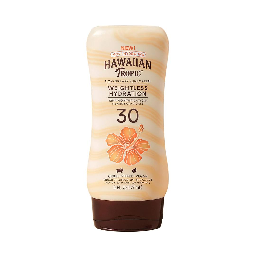 Hawaiian Tropic Silk Hydration Weightless Sunscreen Lotion, Broad-Spectrum Protection, SPF 30, 6 Fl Oz 