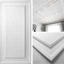 Art3d Drop Ceiling Tiles 24x48 inch White (12-Pack, 96 Sq.ft), 3D Wainscoting Panels Glue Up 2x4 FT, Matt White 