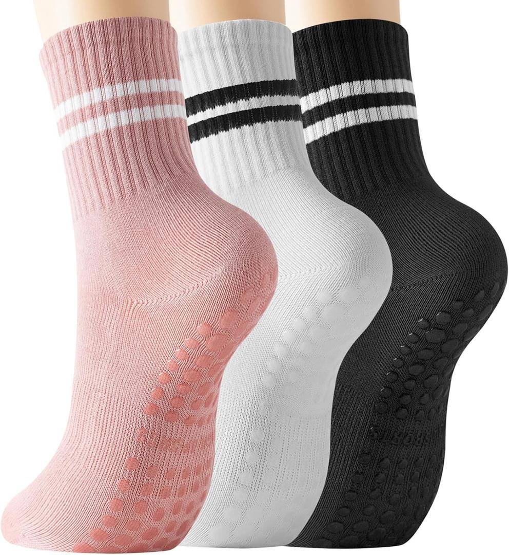 BISOUSOX Pilates Socks with Grips for Women, Anti Slip Grippy Yoga Barre Socks, Full Sole Sticky Reformer Workout Sock