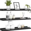 32 inches Long Floating Shelves, Bathroom Decor Shelves Over Toilet, Farmhouse Wall Shelves for Living Room, Bedroom, Picture Frames, Plants, Kitchen, Set of 3 (Black)