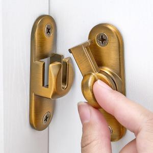2 Packs Barn Door Latches,90/180 Degree Gate Lock,Flip Gate Latches Hardware,Zinc Alloy Right Angle Door Lock Latch,Door Security Sliding Door Latch Lock fo Cabinets,Bathroom (Brass)