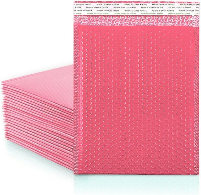 Koja 5 X 8.6 Padded Bubble Mailers 50-Pack. Quality Mailing and Shipping Envelopes and Bags with 5 X 7" Usable Size. Extra-thick Padding. Fast and Easy Self-seal Envelope. (Pink)