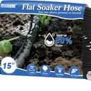 Flat Soaker Hose 15FT Heavy Duty Double Layer Design - Save 80% Water for Garden, Lawn, and Flower Bed Drip Irrigation (15FT)
