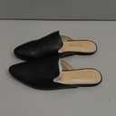 DREAM PAIRS Women's Flat Mules Pointed Toe Backless Loafer Shoes (7.5, Black/Pu)