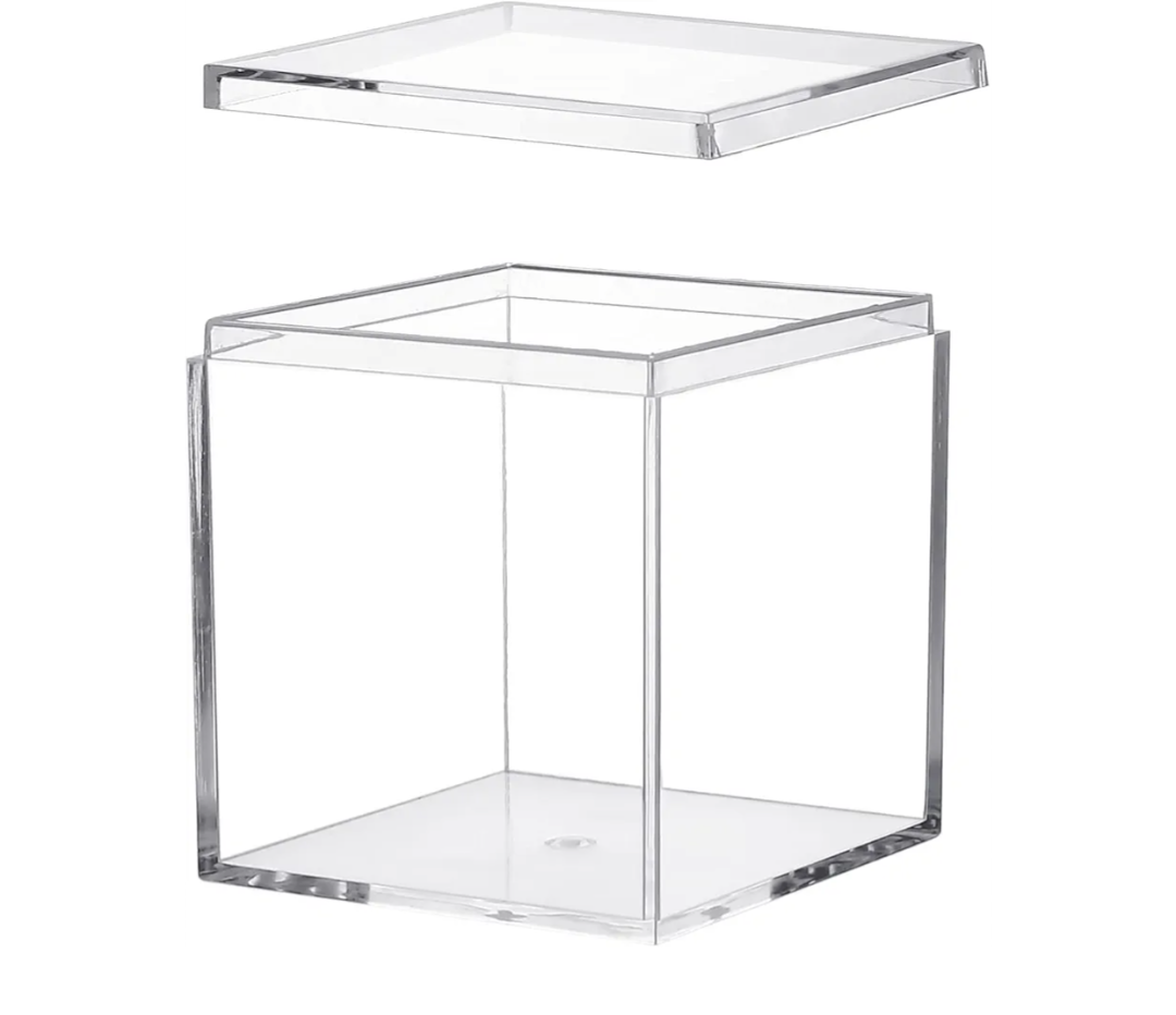 Acrylic Box with Lid Acrylic Plastic Square Containers, Plastic Square Cube with Lid Storage Box 5.9x5.9x5.9 Inches for Candy Pill and Tiny Jewelry