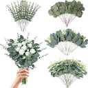 Eucalyptus Leaves Stems 100 PCS, 4 Kinds Mixed Artificial Greenery Stems for Wedding Decor Vase Floral Arrangement Centerpiece