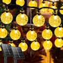 2-Pack 64FT 100 LED Crystal Globe Solar Christmas String Lights Outdoor, Waterproof Solar Lights for Outside, 8 Lighting Modes Christmas Decorations for Garden Yard Porch Wedding Patio(Warm White)