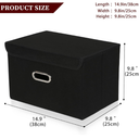 STOREONE Fabric Storage Cube Bin Foldable Organizer Container Collapsible Basket with Lids and Metal Handles, for Home, Bedroom, Closet (Black, 1 Pack)