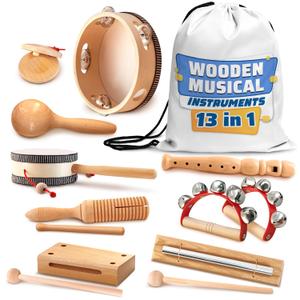 Percussion Instruments for Adults 13-Piece Music Instruments Kit with Durable Storage Bag Enhances Rhythm and Coordination, Percussion Instrument | Gift for Music-Loving Families & Group Sessions