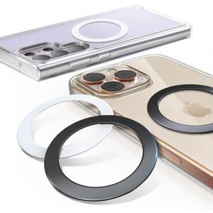 4Pcs Metal Ring for Magsafe Sticker: Ultra-Thin(0.3mm) Mag Safe Adapter for Magnetic Pop Socket Phone Grip Wallet Car Mount, Universal 3M Adhesive Mag-Safe Ring Kit(No Magnet) for iPhone Samsung Case
