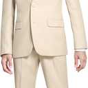Marvelous World Boys' Formal Slim Fit Suit Set, Adjustable Waist (16, Beige)