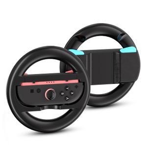 Aukuoy Switch 2 Steering Wheel for Mario Kart 9 Steering Wheel Controllers for Switch 2 Joy-Con Attachment Accessories for Mario Kart - 1 Pair Black