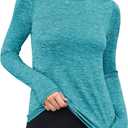 ANRABESS Womens Long Sleeve Workout Quick Dry Fitted Yoga Gym Athletic Shirts (Small, Turquoise)