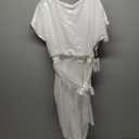 Kensie Women's Short Sleeve Tie Waist Midi Dress (2, White)