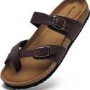 Torotto Boys Girls Sandals with Cork Footbed Adjustable Buckle Casual Flip Flops Sandals Open Toes Flat for Kids Toddler (13.5 Little Kid, Brown)