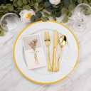 Goodluck 12 Inch White Charger Plates, 50 Pack White Charger Plates with Gold Trim, for Dinner Plates, Plastic Plates for Dinner, Wedding, Party, New Year